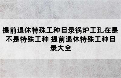 提前退休特殊工种目录锅炉工玌在是不是特殊工种 提前退休特殊工种目录大全